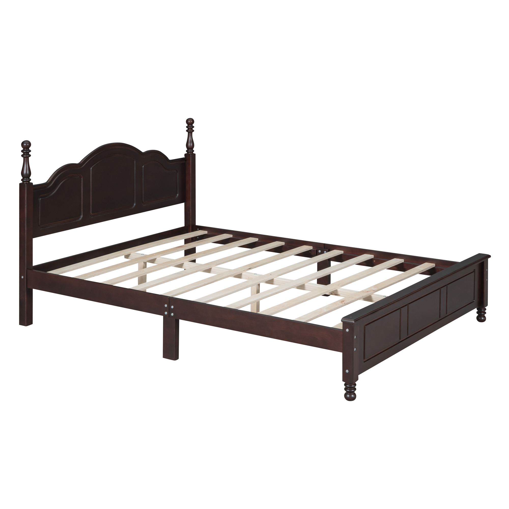 Retro Style Queen Size Wood Platform Bed Frame