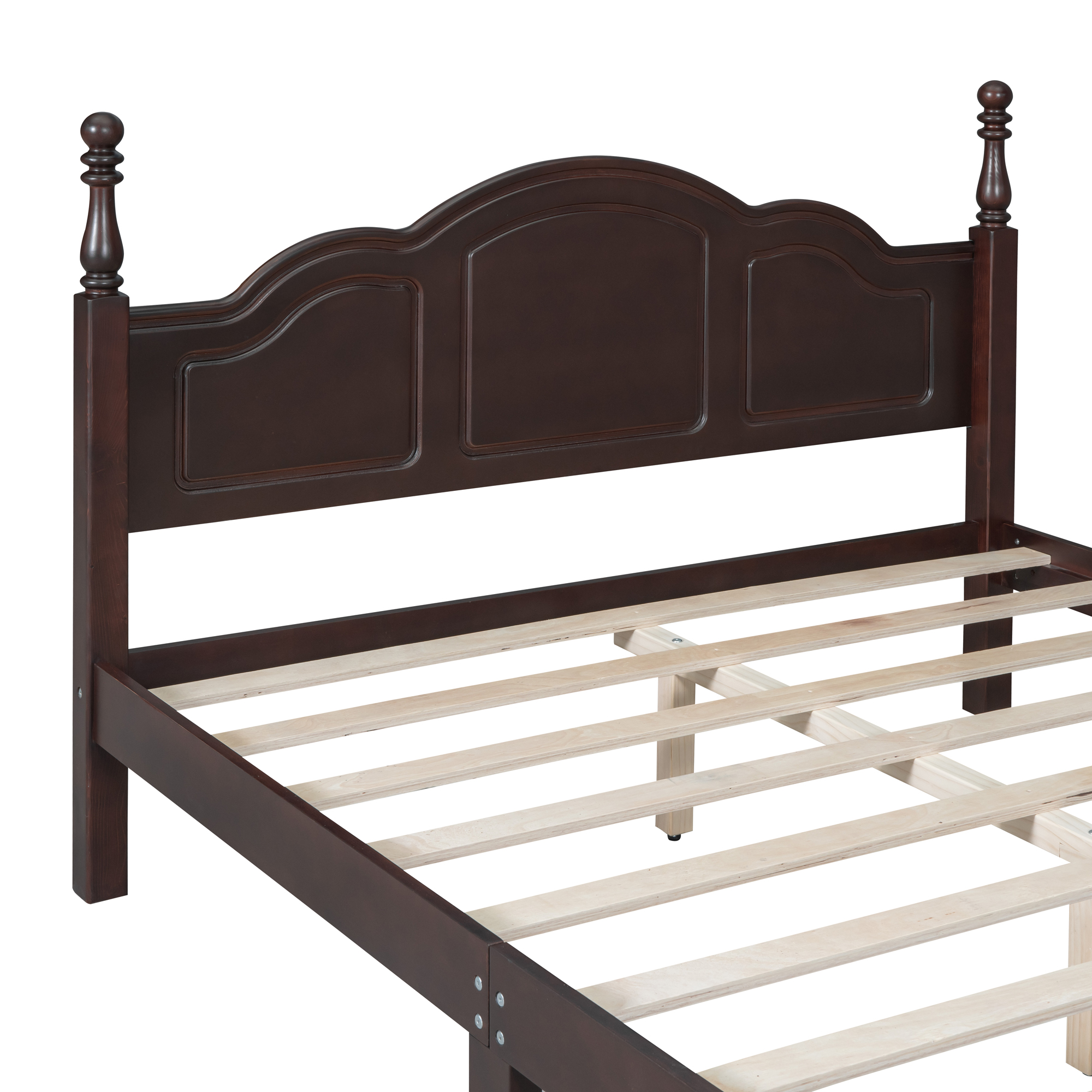 Retro Style Queen Size Wood Platform Bed Frame