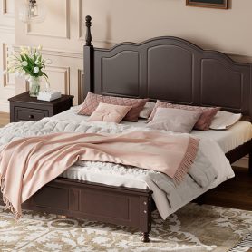 Retro Style Queen Size Wood Platform Bed Frame