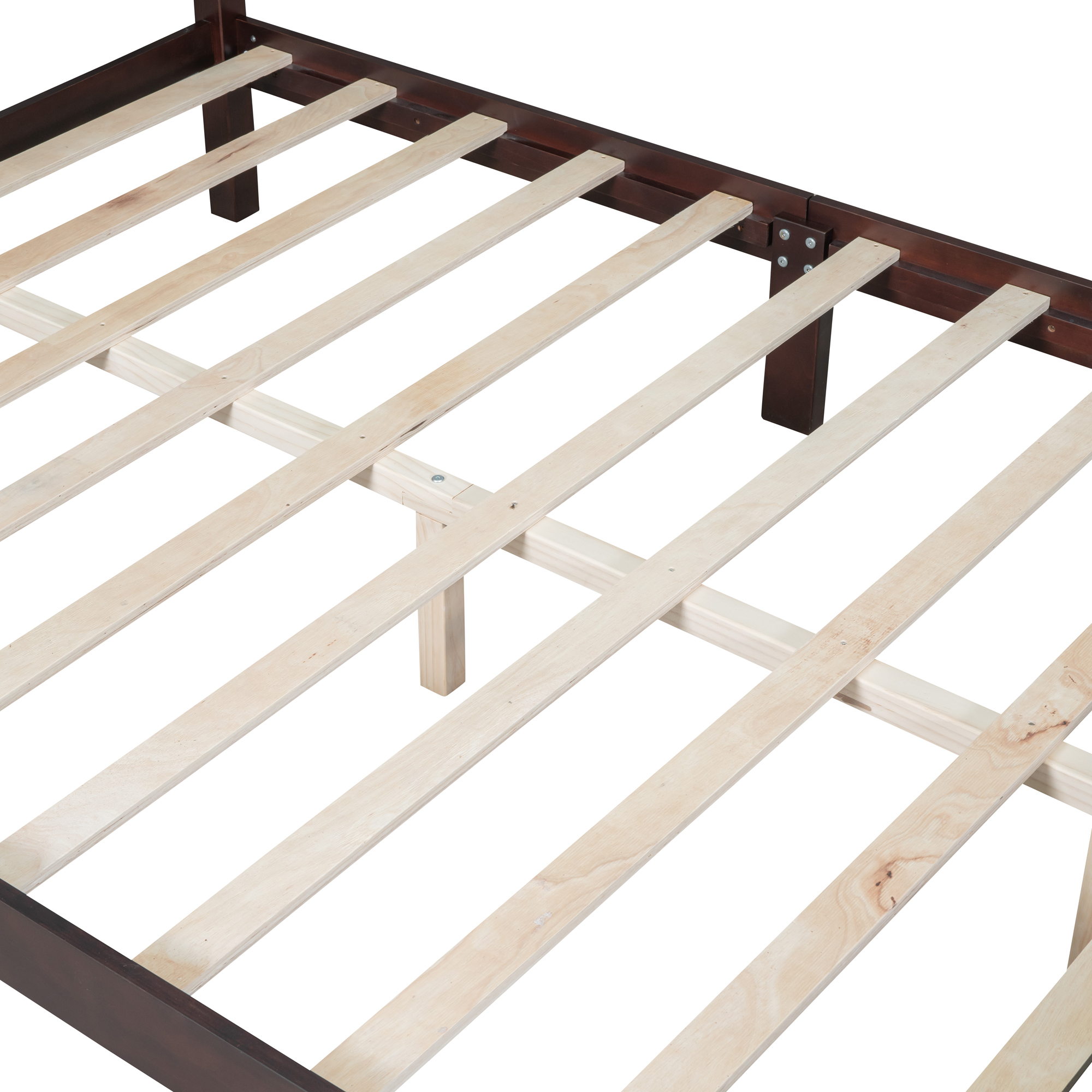 Retro Style Queen Size Wood Platform Bed Frame