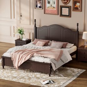 Retro Style Queen Size Wood Platform Bed Frame