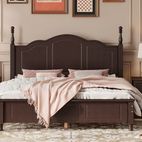 Retro Style Queen Size Wood Platform Bed Frame