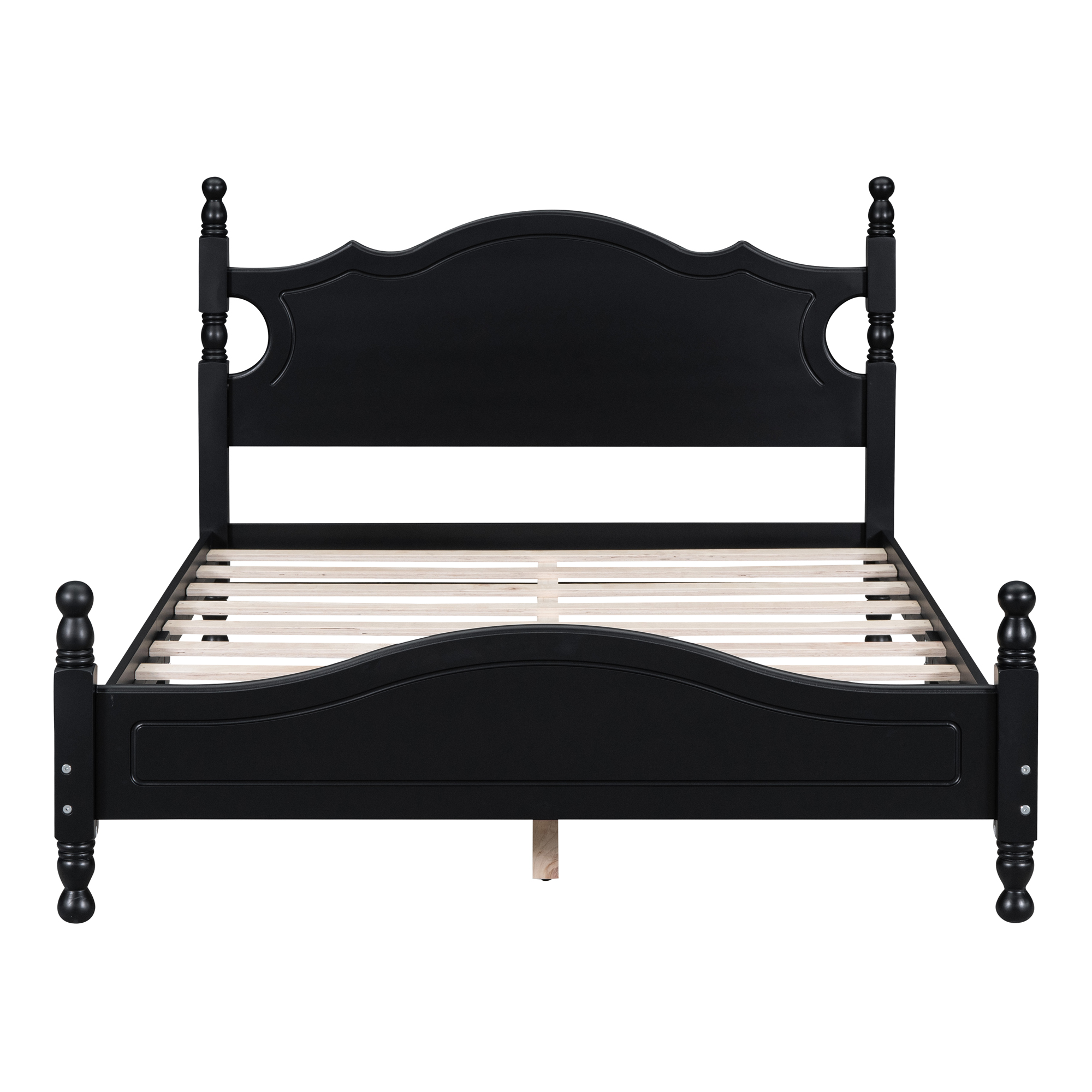 Retro Style Full Size Wood Platform Bed Frame