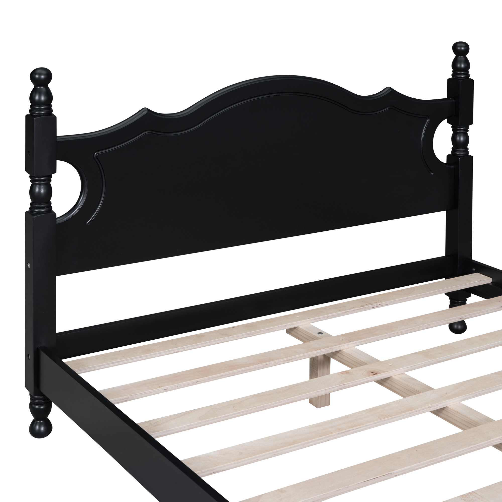 Retro Style Full Size Wood Platform Bed Frame