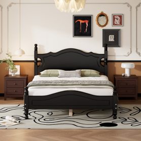 Retro Style Full Size Wood Platform Bed Frame