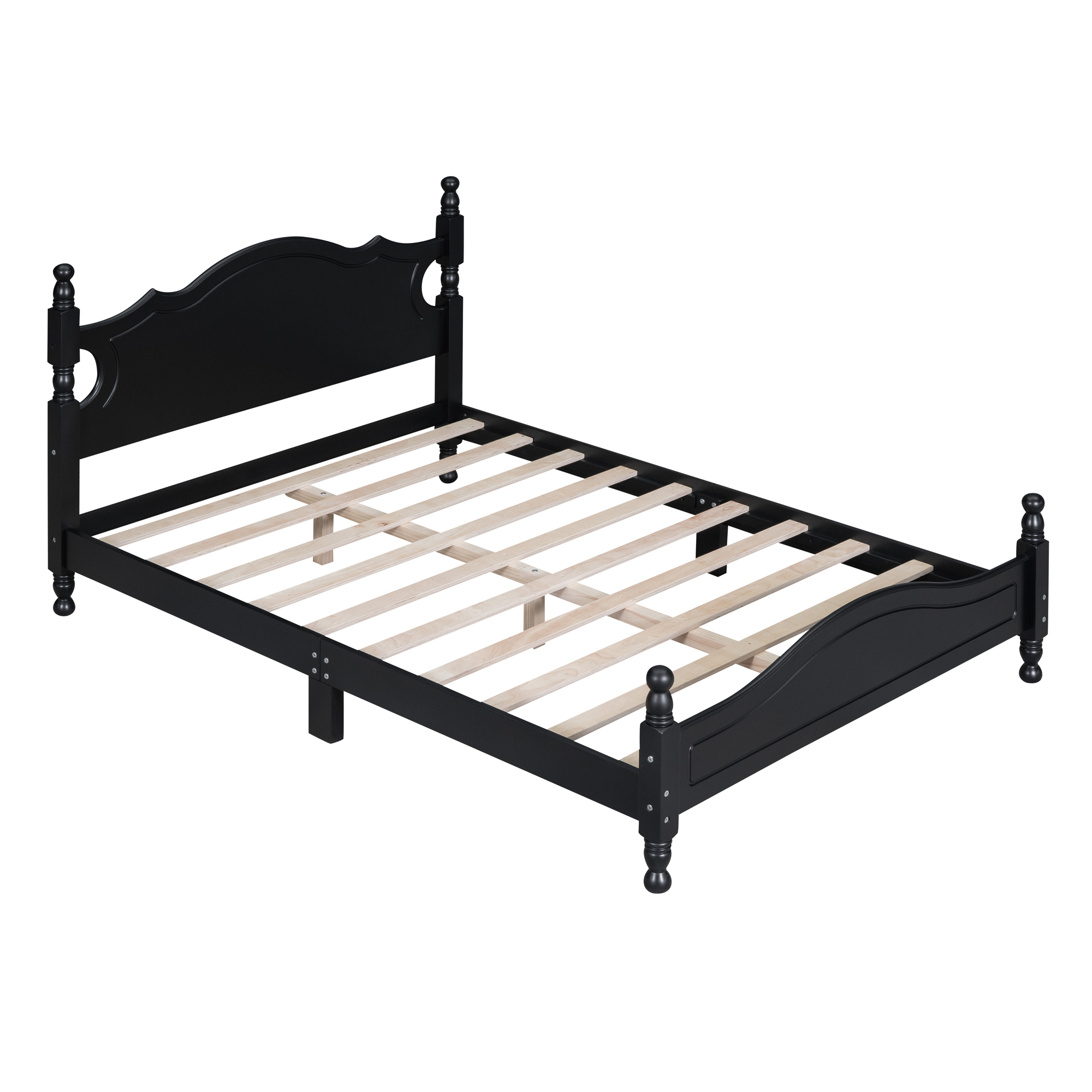 Retro Style Full Size Wood Platform Bed Frame
