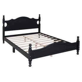 Retro Style Full Size Wood Platform Bed Frame