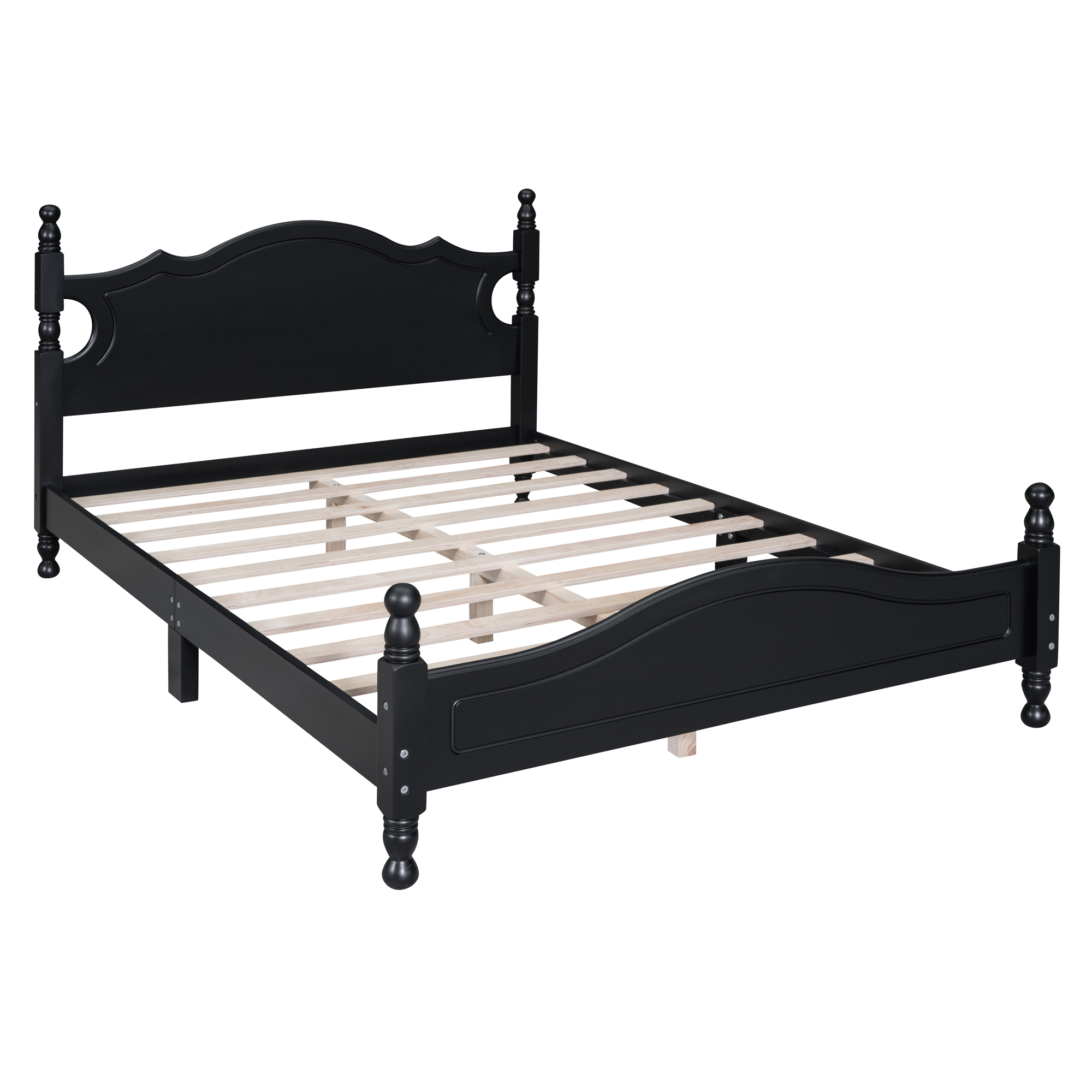Retro Style Full Size Wood Platform Bed Frame