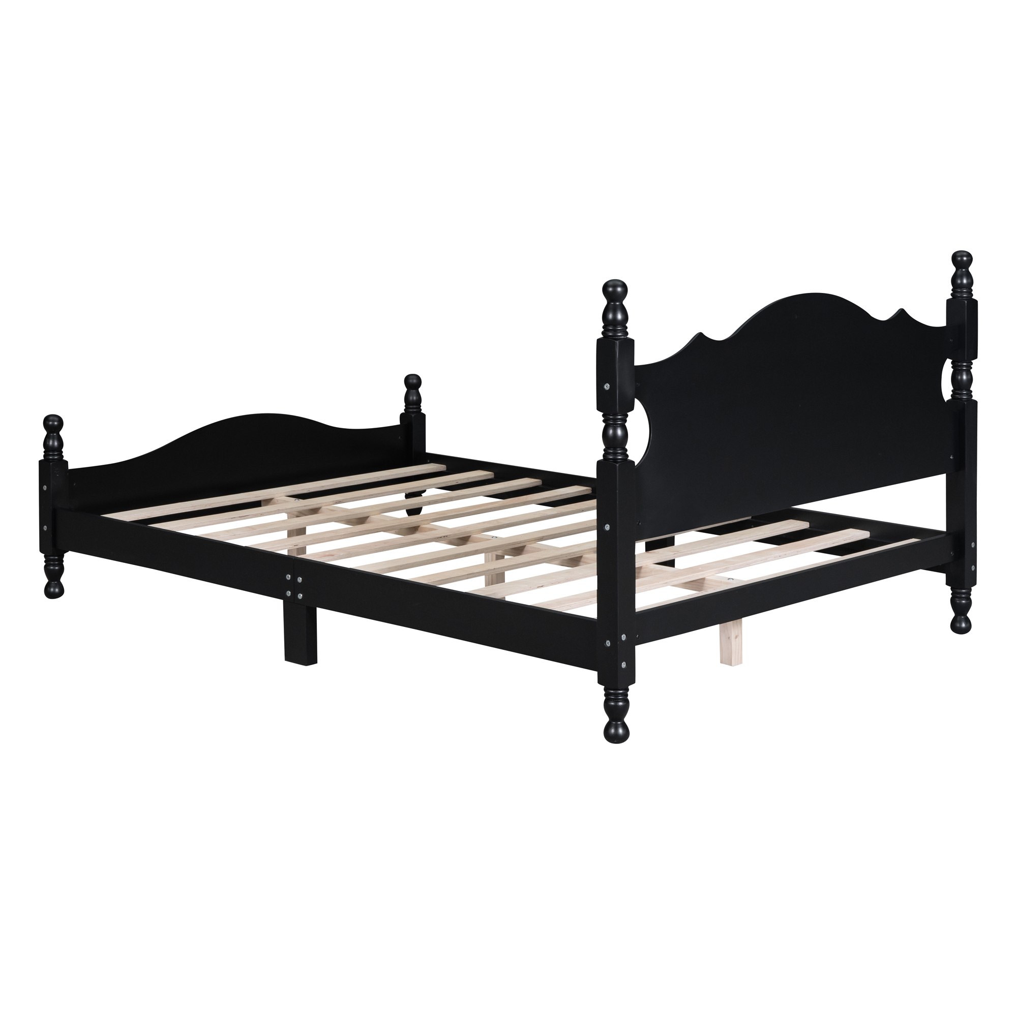 Retro Style Full Size Wood Platform Bed Frame