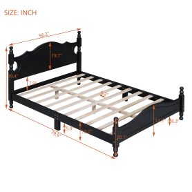 Retro Style Full Size Wood Platform Bed Frame