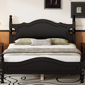 Retro Style Full Size Wood Platform Bed Frame