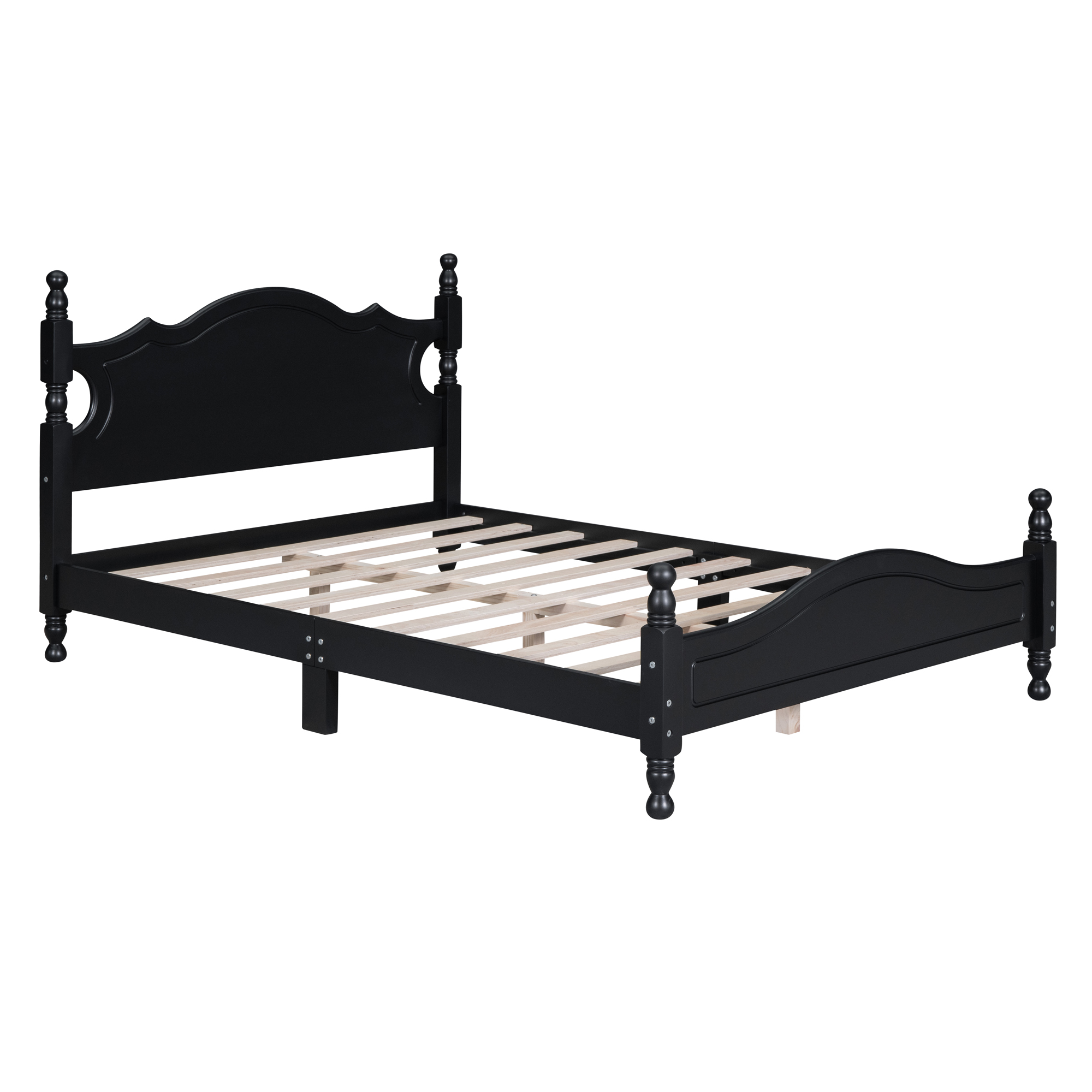 Retro Style Full Size Wood Platform Bed Frame