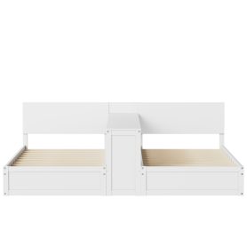 Twin Platform Bed Frame Set with Adjustable Storage Desk