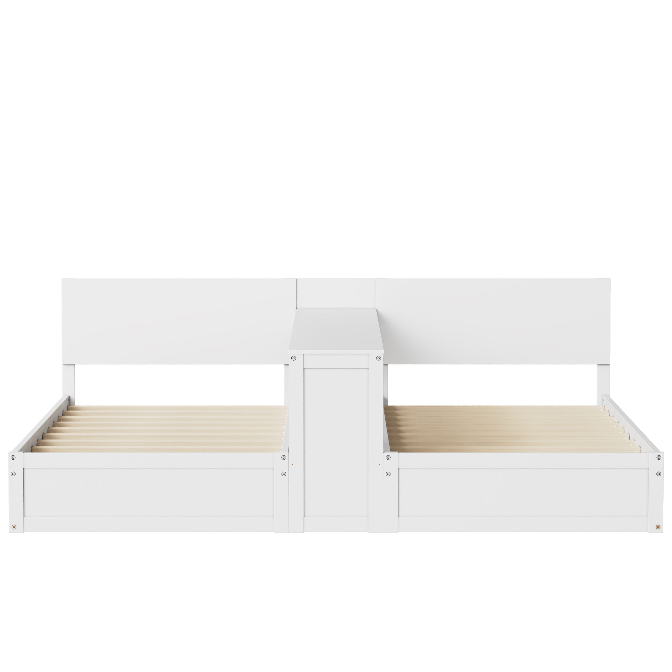 Twin Platform Bed Frame Set with Adjustable Storage Desk