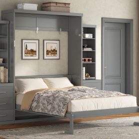 Full Size Murphy Bed with Storage Shelves and Drawers