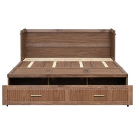 Pine Wood Cabinet Bed with Charging Station and Ripple Decoration Panels