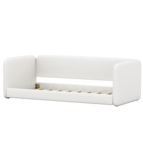 Twin Size Floor Bed with Upholstered Headboard and Armrests