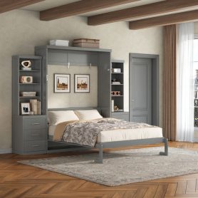 Full Size Murphy Bed with Storage Shelves and Drawers