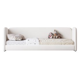 Twin Size Floor Bed with Upholstered Headboard and Armrests