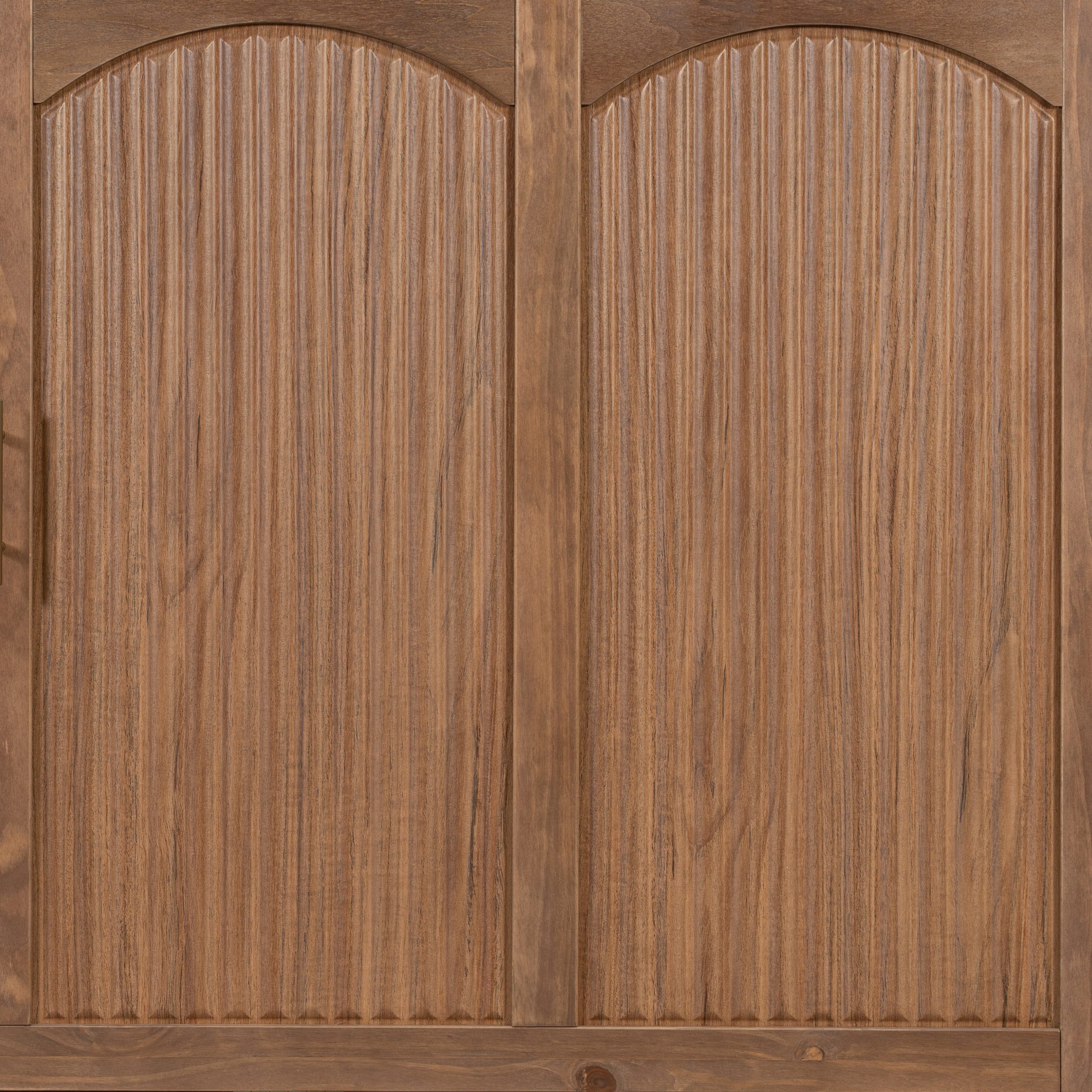 Pine Wood Cabinet Bed with Charging Station and Ripple Decoration Panels