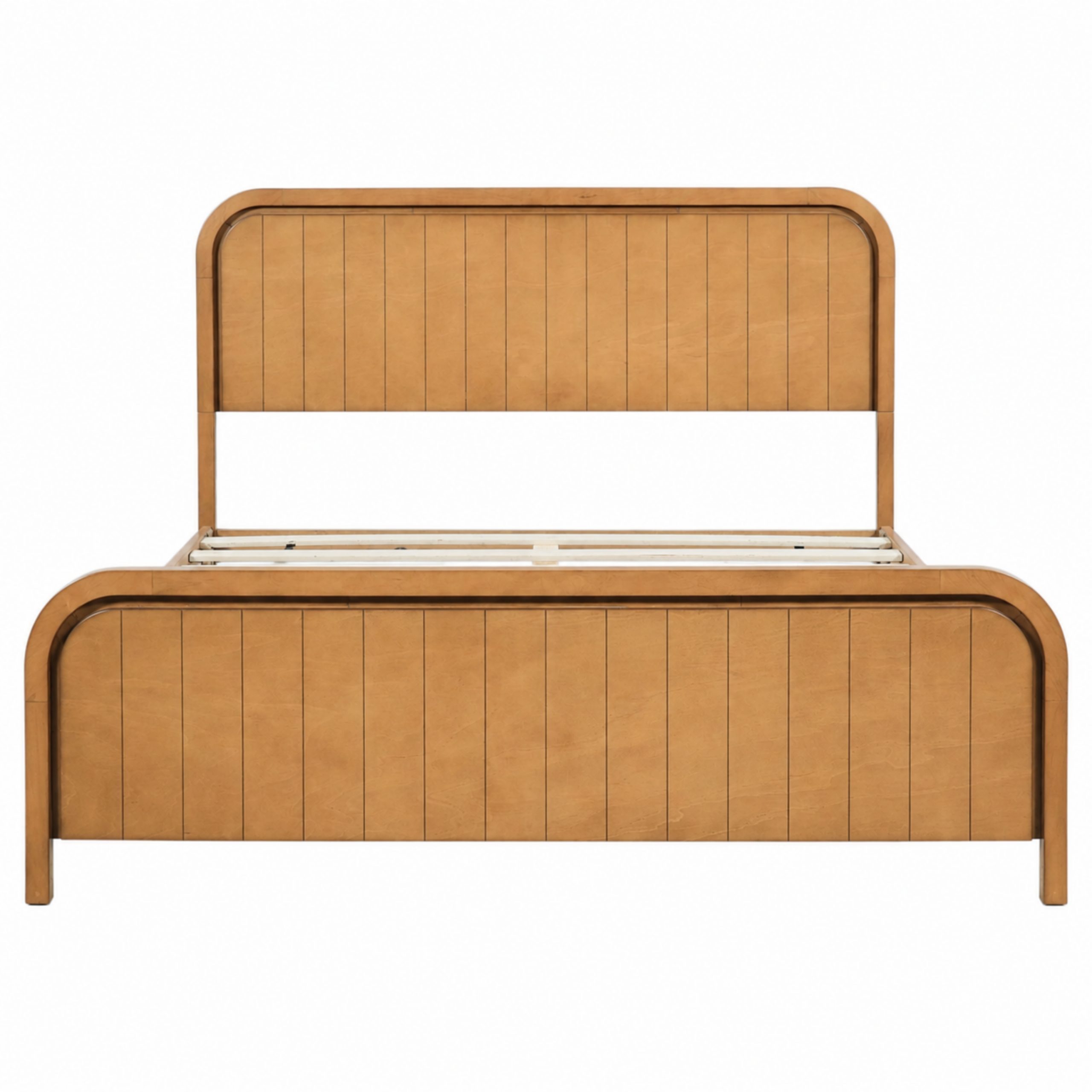 Wood Queen Bed Frame With Headboard, Noise-free Design, No Box Spring Needed