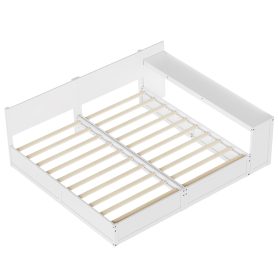 Twin Platform Bed Frame Set with Adjustable Storage Desk