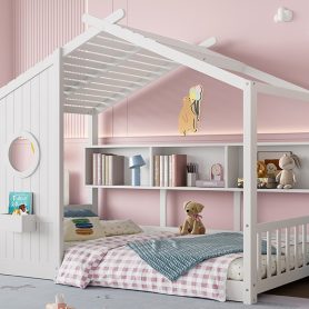Twin Size Floor House Bed for Toddler, Kids