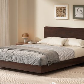 Full Size Solid Bamboo Floating Platform Bed Frame