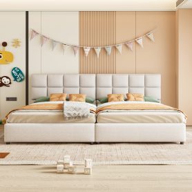 Twin Size Upholstered Platform Bed With A Hydraulic Storage System, Set Of 2