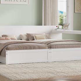 Twin Platform Bed Frame Set with Adjustable Storage Desk