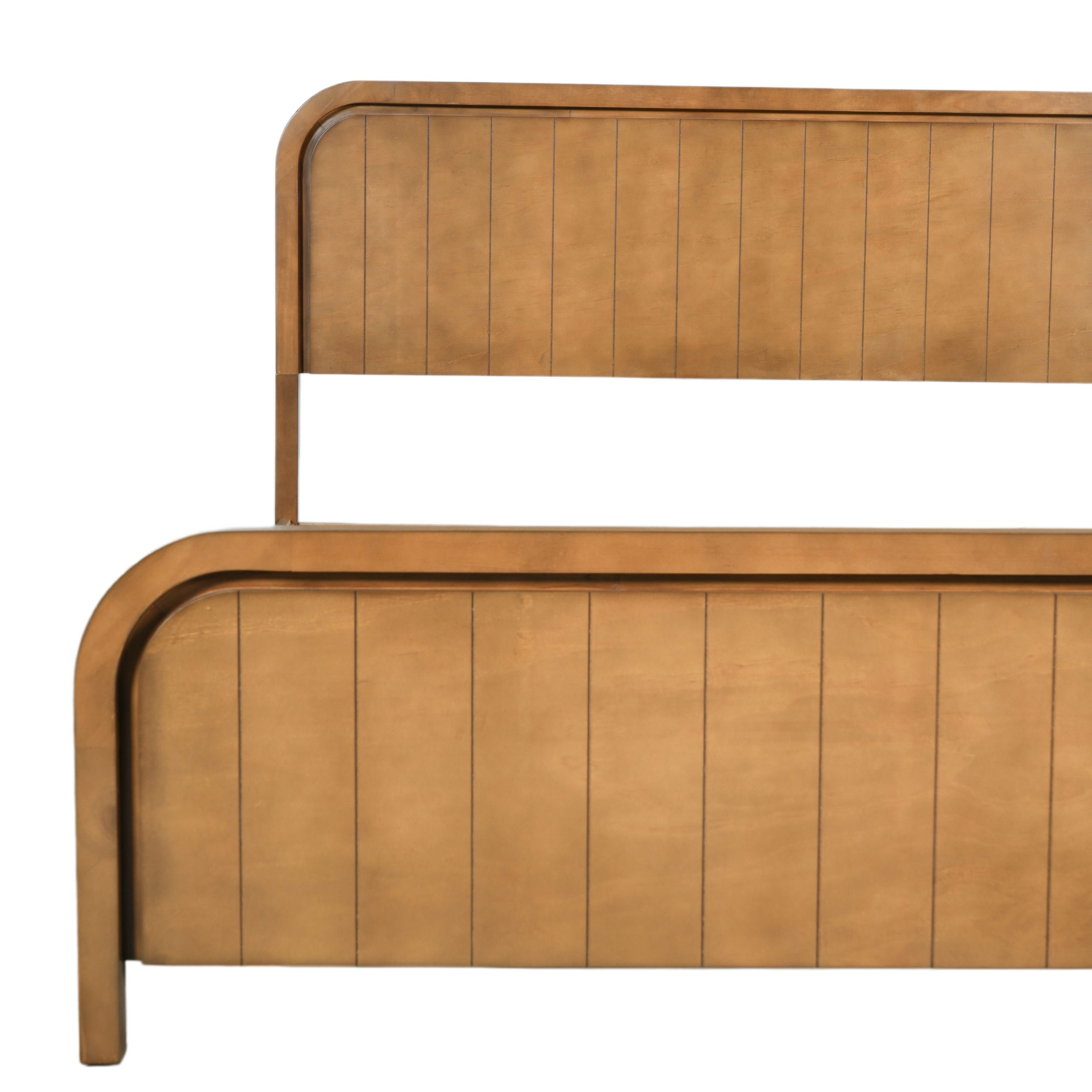 Wood Queen Bed Frame With Headboard, Noise-free Design, No Box Spring Needed