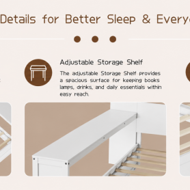 Twin Platform Bed Frame Set with Adjustable Storage Desk