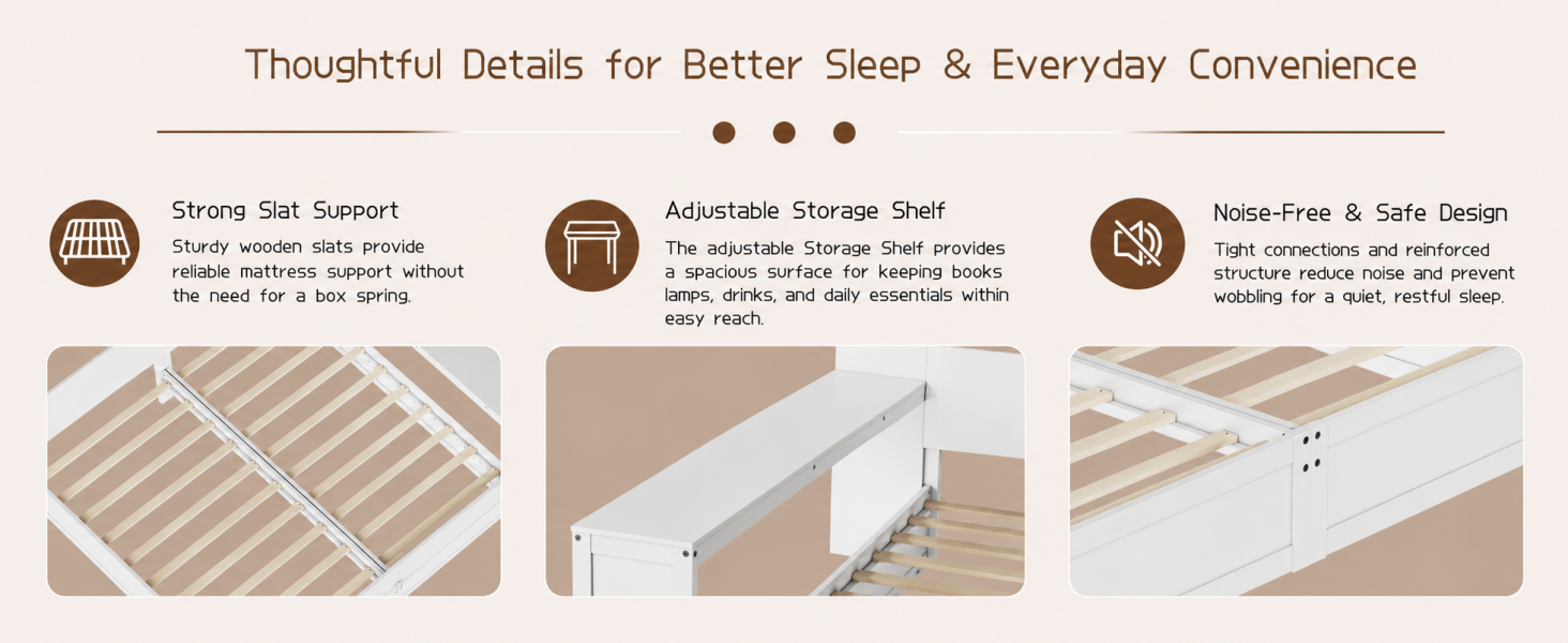 Twin Platform Bed Frame Set with Adjustable Storage Desk