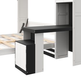 Queen Size Murphy Bed with Desk and Storage Shelves and Cabinets