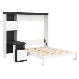 Full Size Murphy Bed With Desk And Storage Shelves And Cabinets