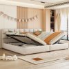 Twin Size Upholstered Platform Bed With A Hydraulic Storage System, Set Of 2