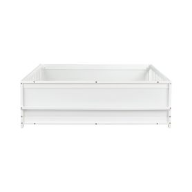 Full Size Rubber Wood Floor Bed with Guardrails, Built-in Book Rack, Door