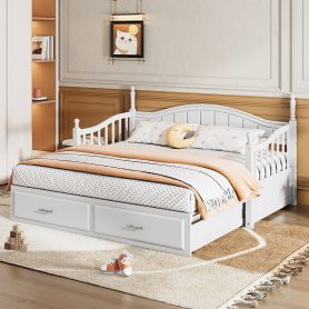 Wooden Twin Size Daybed with Twin Size Trundle