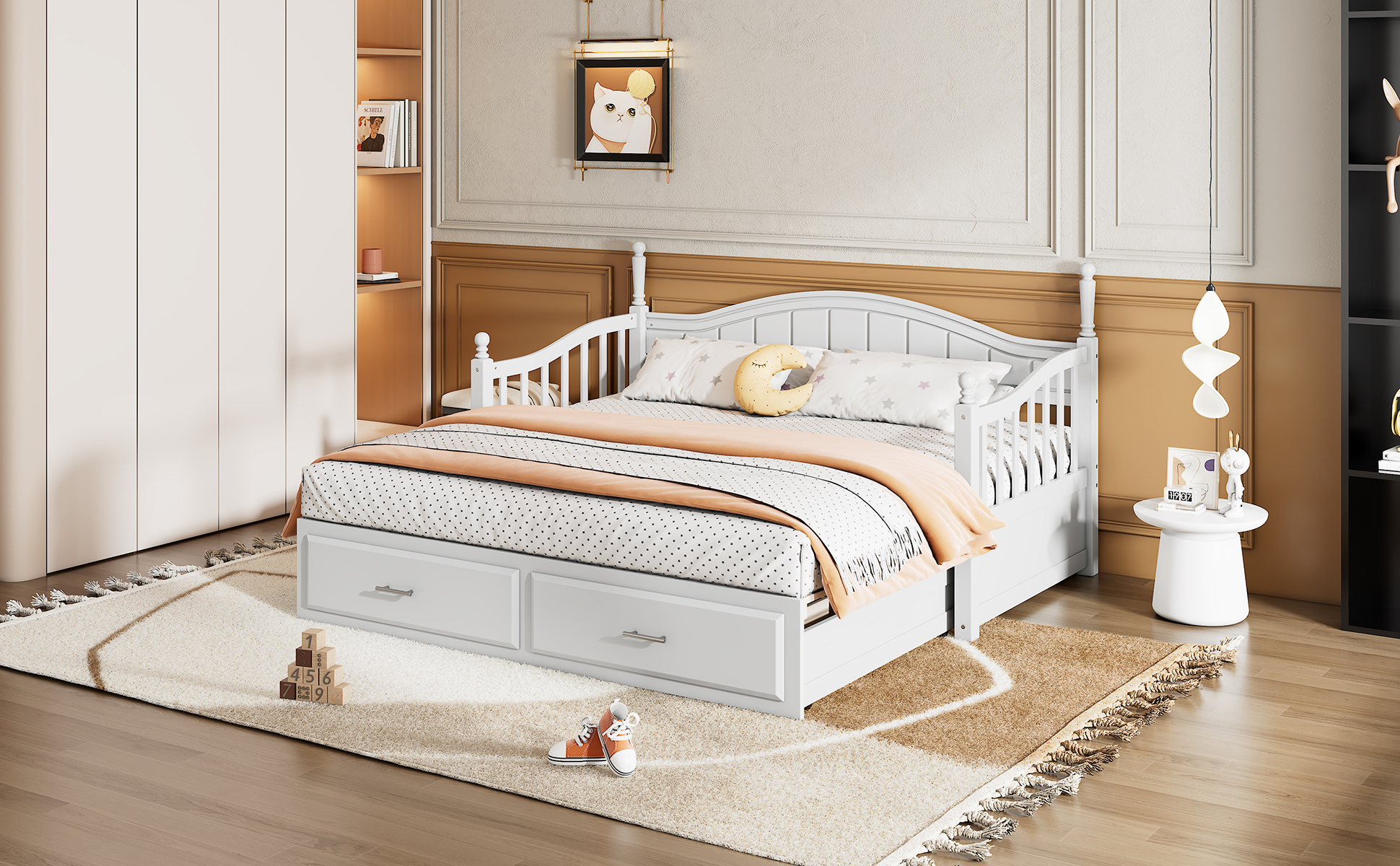 Wooden Twin Size Daybed with Twin Size Trundle