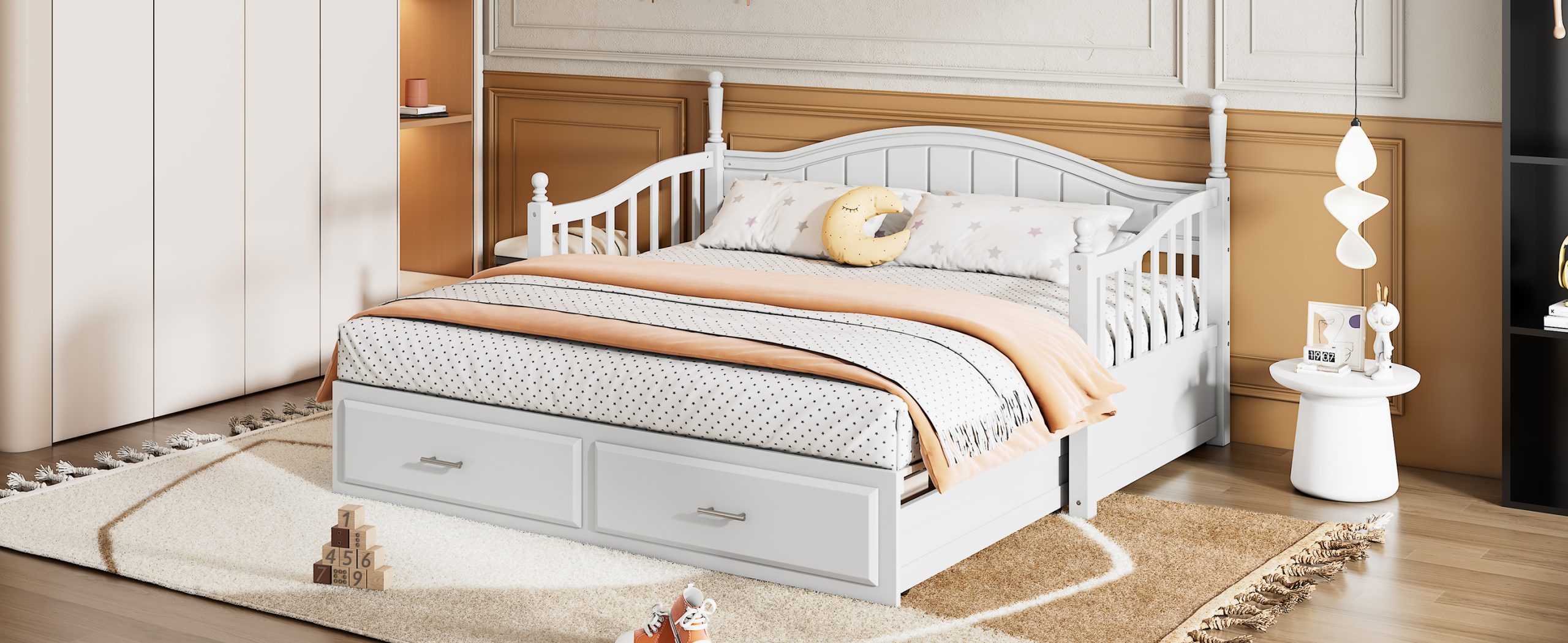 Wooden Twin Size Daybed with Twin Size Trundle