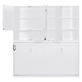 Twin Size Murphy Bed with Top Cabinet, Shelves and Light & USB