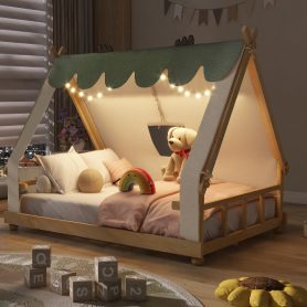 Full Size House Bed with Tent and Light