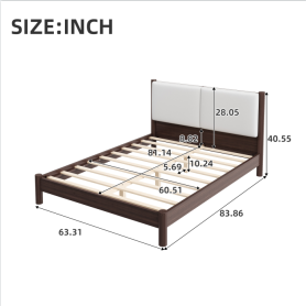Wooden Platform Bed with PU Leather Headboard