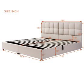 Twin Size Upholstered Platform Bed With A Hydraulic Storage System, Set Of 2