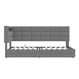 Upholstered Twin Size Daybed with Storage 2 Drawers and Charging Station