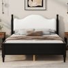 Queen Size Wood Platform Bed with Upholstered Headboard