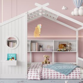 Twin Size Floor House Bed for Toddler, Kids