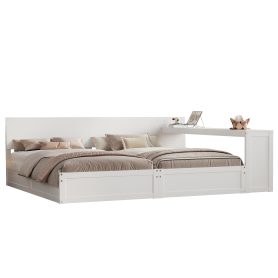 Twin Platform Bed Frame Set with Adjustable Storage Desk