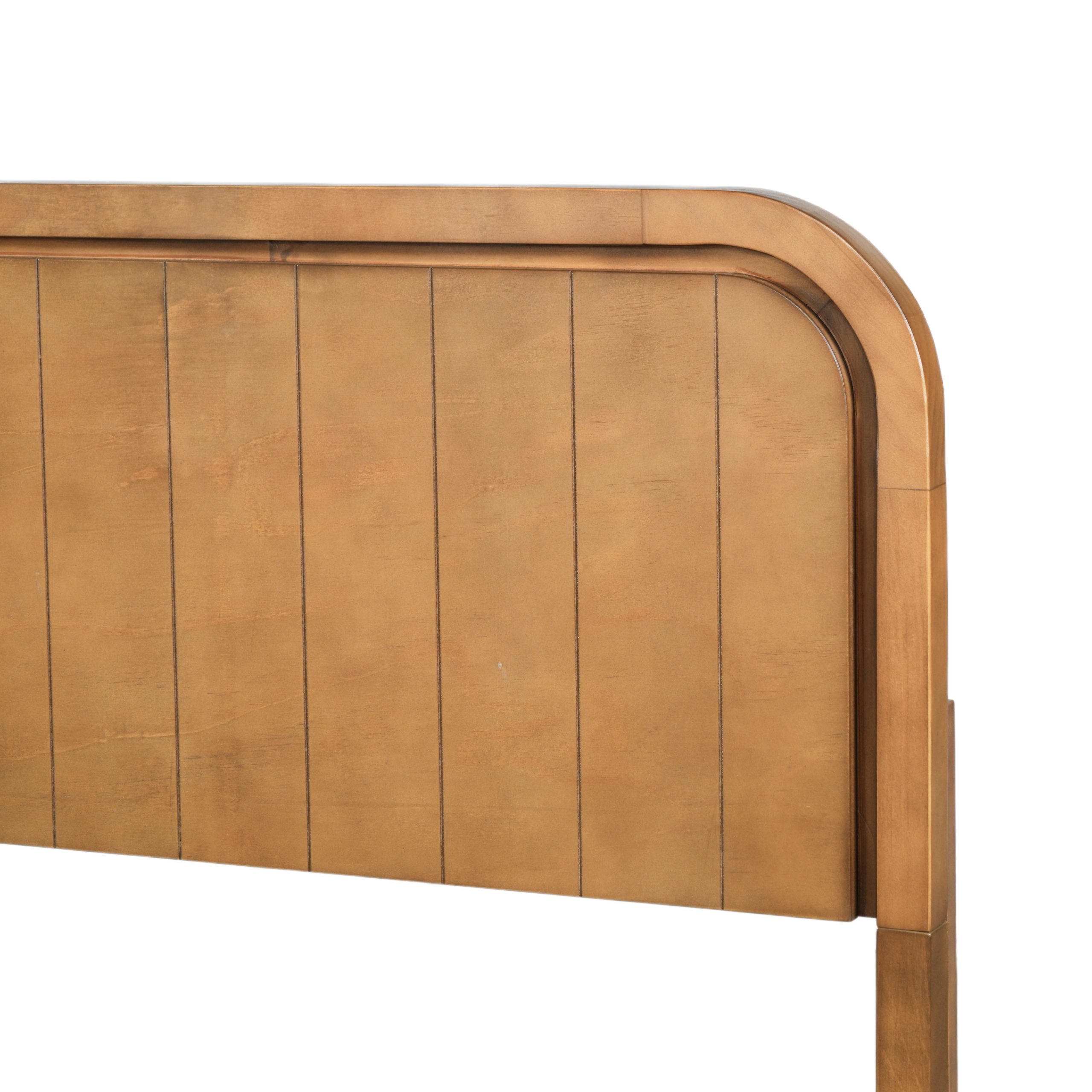 Wood King Bed Frame With Headboard, Noise-free Design, No Box Spring Needed