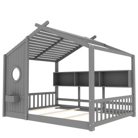 Full Size Floor House Bed for Toddler, Kids